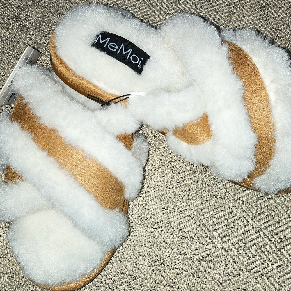🔥HP🔥 NWT MeMoi Women's Serina Slide-On Plush Slippers in Ivory Size S - Picture 3 of 11